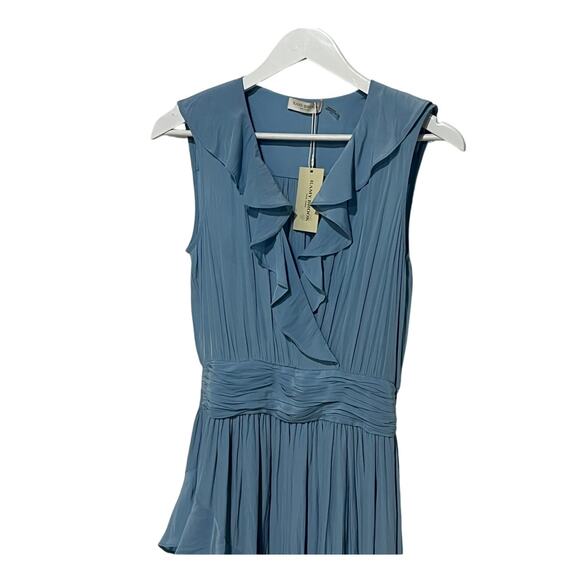 RAMY BROOK WOMENS SIZE SMALL HADLEE RUFFLE MIDI OCCASION DRESS BLUE NEW - Picture 6 of 13